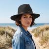 (Marime unica, negru) Pălărie Panama de Paie pentru Bărbați, Pălărie de Soare cu Bor Lat, Ușoară, de Vară, pentru Exterior, Plajă