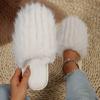 Fashion Closed Toe Fluffy Fur Slippers for Women Winter Plush Warm Indoor Home Slippers Woman Lightweight Flat Heels Couple Furry Slides