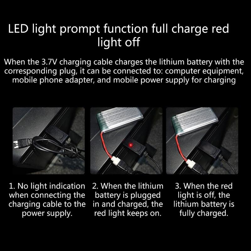 Drohnen-USB-Ladekabel mit Anschlüssen, Akku-USB-Ladekabel 3,7 V 500 mAh Ausgang mit LED-Anzeige