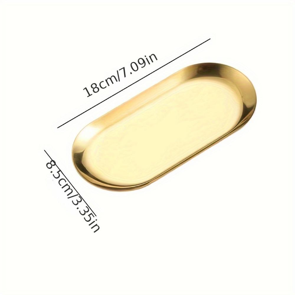 1 peça Bandeja Oval Premium de Aço Inoxidável - Armazenamento Espaçoso para Joias, Essenciais de Banheiro e Dim Sum - Durável, Resistente à Ferrugem e Fácil de Limpar