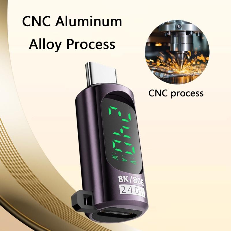 Highly Speed 80Gbps USB 4.0 Adapter with Digital Display USB Connectors for Voltages and Current Monitoring with Switching