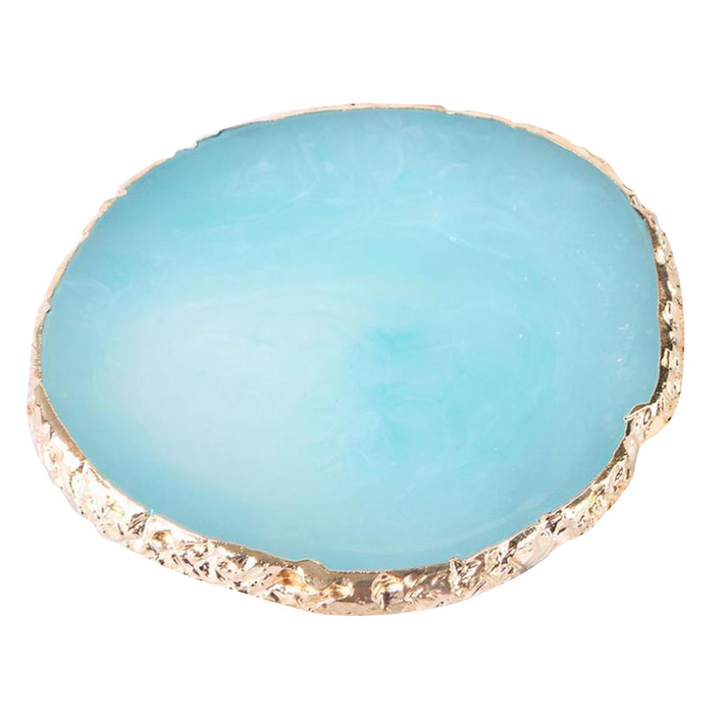 Nail Art Palette Gold Hem Trim Agate Texture Resin Nail Art Color Mixing Display Board for Nail Salon Blue