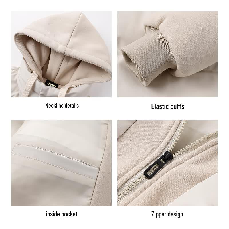 Jeep Men's Hooded Faux Two-Piece Casual Jacket