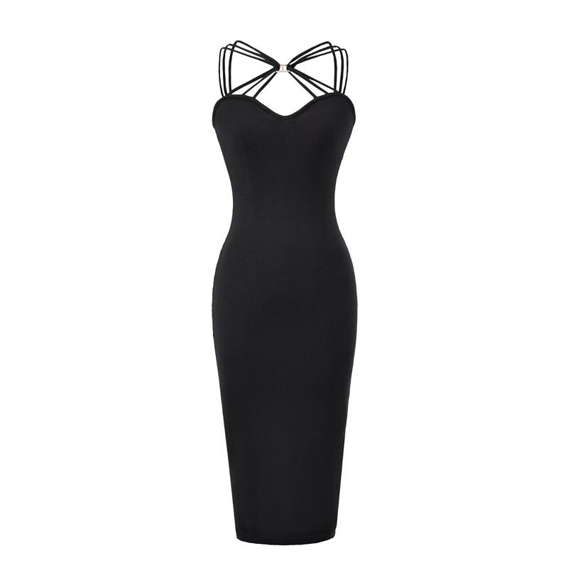 Women's Pure Desire Cross-Strap Knit Dress: Elegant Waist-Cinching, Slimming, Hip-Hugging Short Skirt