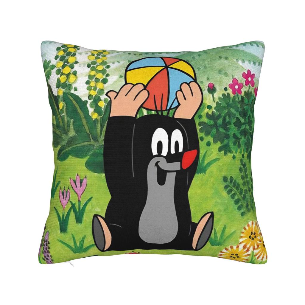 Maulwurf Krtek Kleiner Maulwurf Cartoon Kissenbezug Weiche Polyester Kissenhülle Dekorative Kissenhülle Sitzbezug mit Reißverschluss 45*45cm