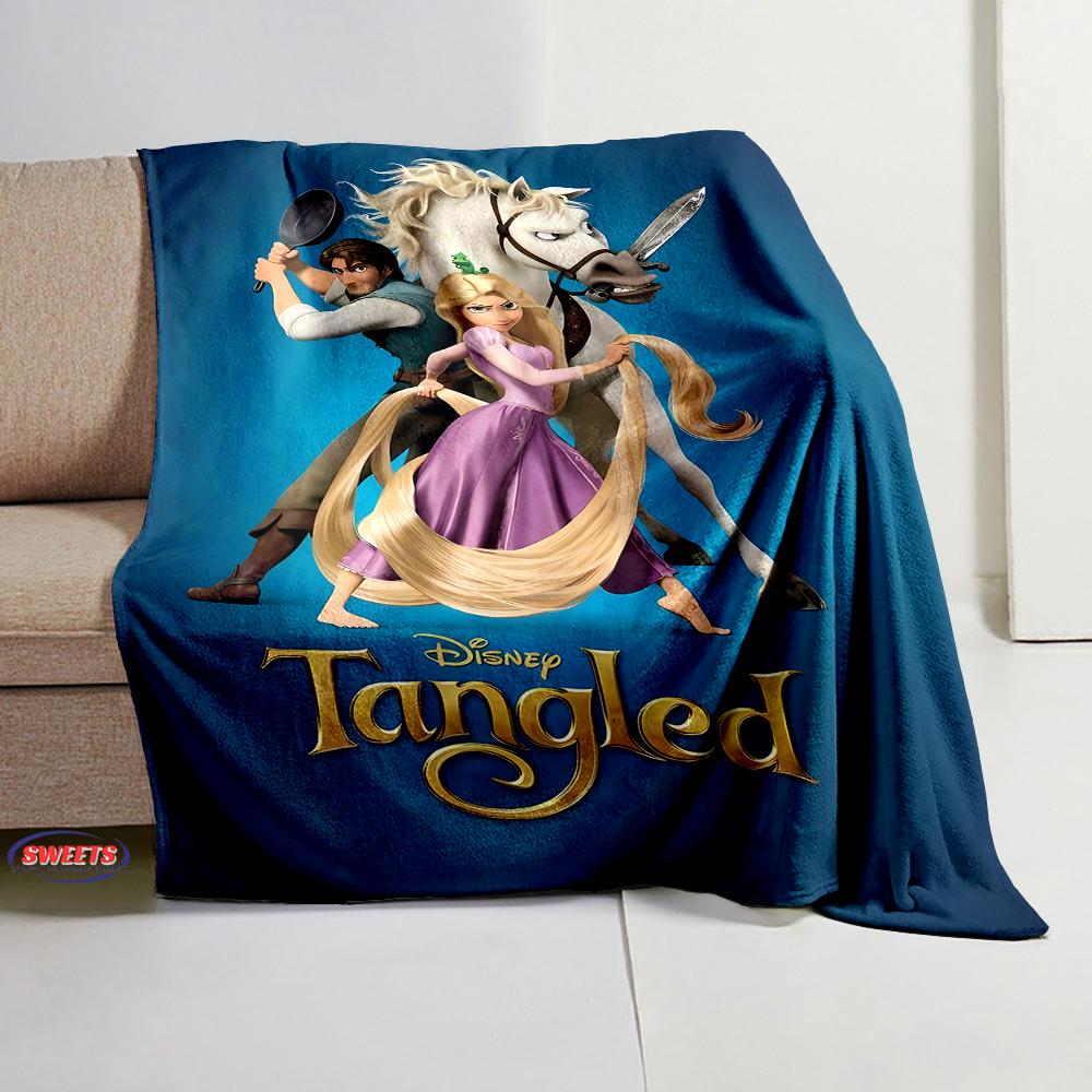 3D Classic Princess Rapunzel Cartoon Flannel Blanket for Bed Bedroom Sofa Picnic, Blanket for Cover Outdoor Leisure Nap Gifts