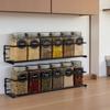 2Pcs Wall Mounted Storage Rack Easy Installation Space Saving Kitchen Organizer Carbon Steel Refrigerator Side Spice Rack