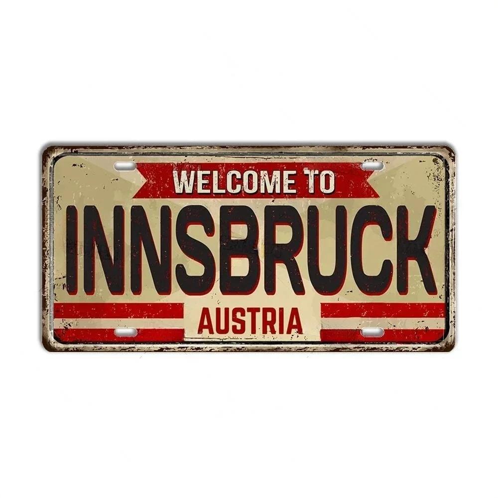 Paesi Bassi BELGIO AUSTRIA CECHIA POLONIA Targa Landmark Città Segno in Metallo Decorativo Targa per Veicoli Man Cave Bar Decorazione da Parete