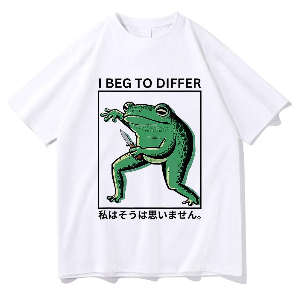 I Beg To Differ Frog T Shirt Funny Japanese Frog Retro Women Clothing Harajuku Clothes Summer Graphic T Shirts Tops