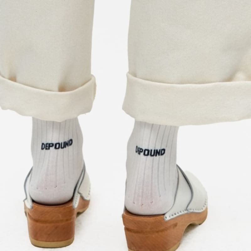 

DEPOUND logo stripe socks - white white