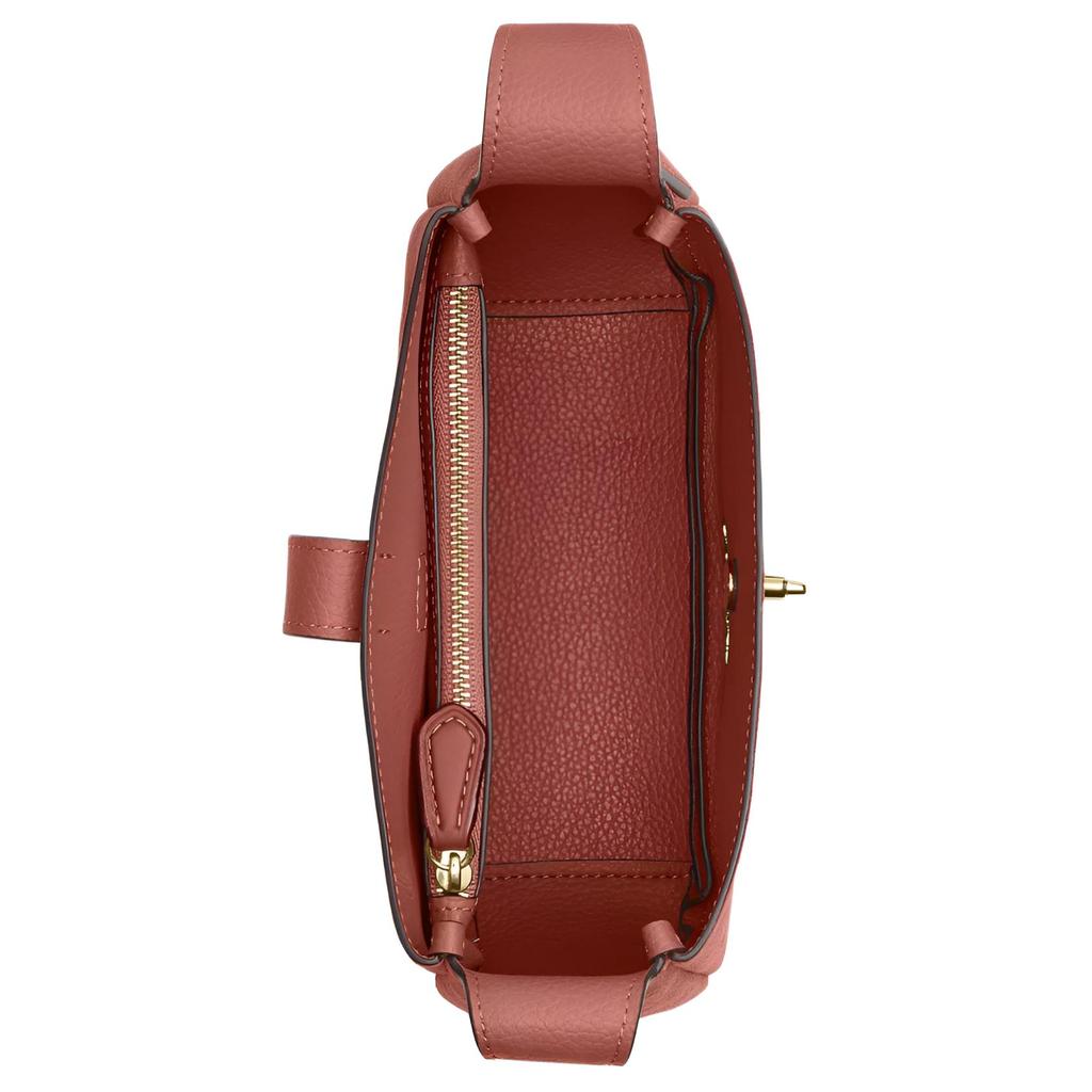 Coach Hadley 19 Gold Letter Embossed Lock Closure Suede And Pebble Leather Crossbody Mini Bag Women Crossbody Bag Clay CDB00-IMCLZ