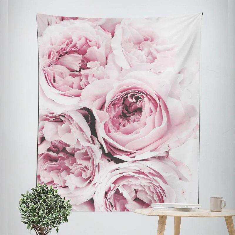 Pink Flower Bouquet Decorative Tapestry Home Wall Decor Office Living Room Tapestry