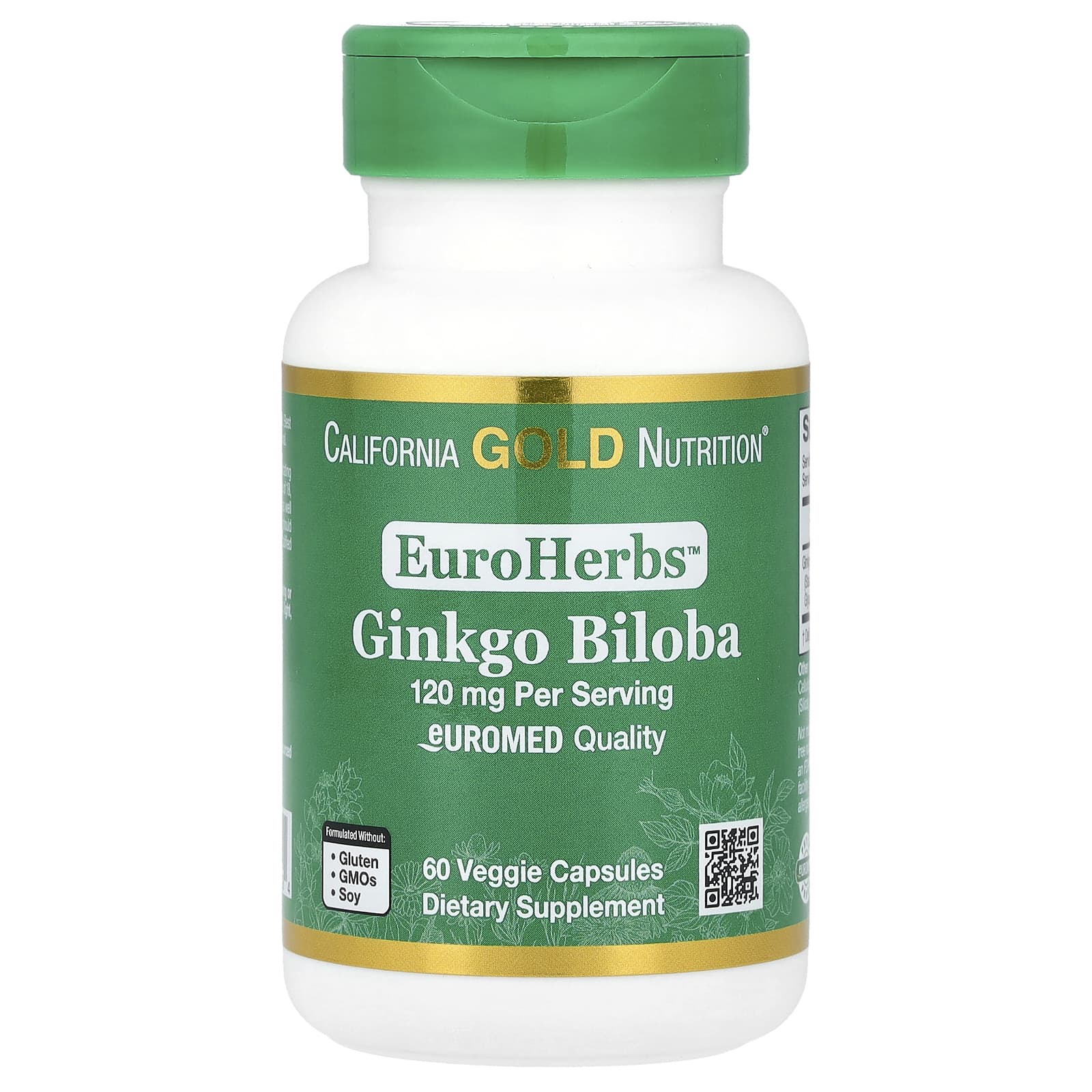 

Euroherbs™, Ginkgo Biloba Extract, Euromed Quality, 120Mg, 60 Veggie Caps