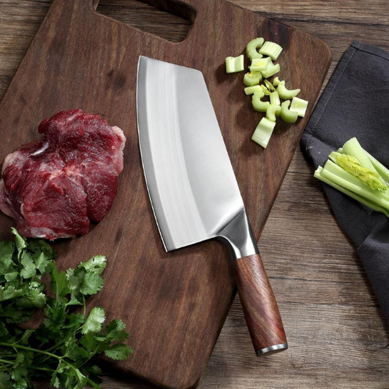 Kitchen Knife Meat Cutting Stainless Steel Vegetable Chopping Knife Multifunctional Chef Knife Wooden Handle Kitchen Accessories