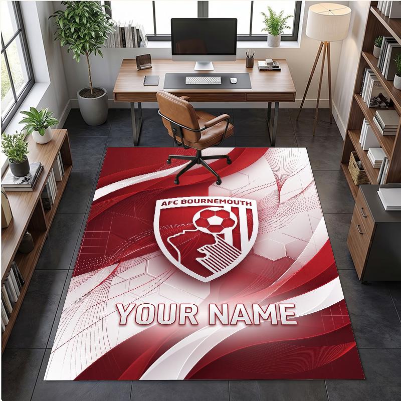 Crystal Velvet Rug Bournemouth Football Print Custom Name Text Floor Mat Home Decor