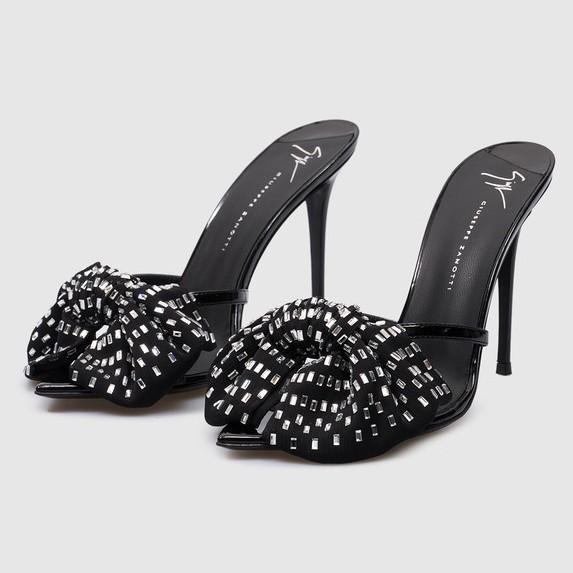 Sexy Rhinestone Butterfly Crystal Flower Pointed High Heels 2025 Summer New Stiletto Open-toed Cool Slippers