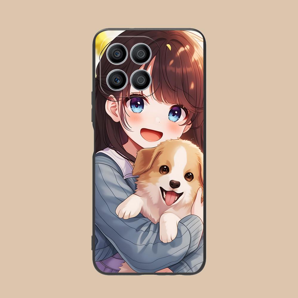 Girl Dog Puppy Matte TPU Mobile Phone Case for Honor 90 80 70 60 50 30 20 10 9 8 7 Pro S SE Lite 5G Colorful Printing Cover
