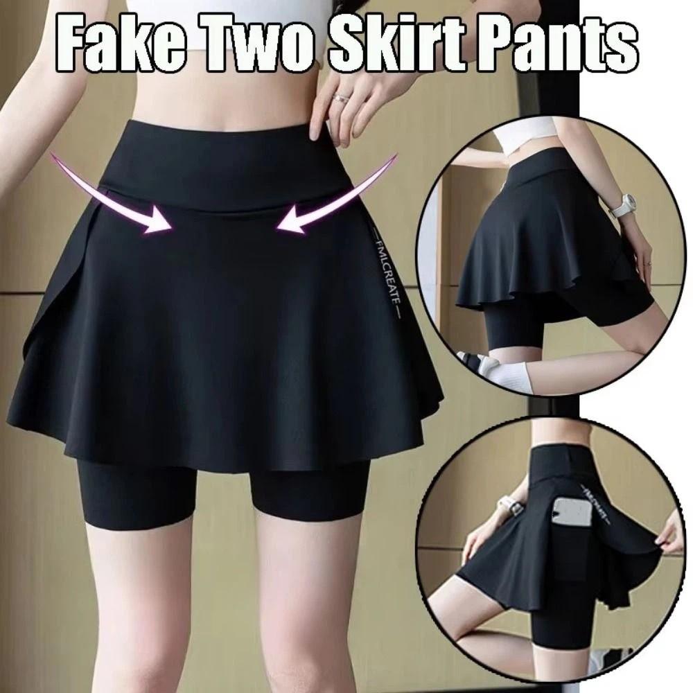 Quick-Drying Women Sport Dress Elastic Fake Two-Piece Skirts Women's Tennis Skirts  Summer Season