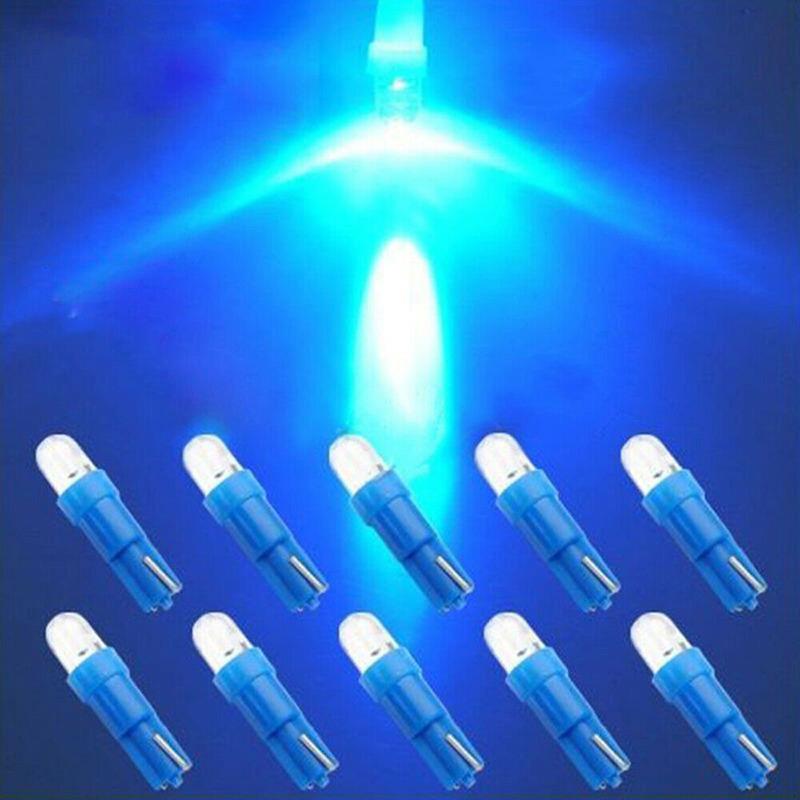 10 Stück T5 12V LED Blau Auto Innenraum Keil Armaturenbrett Instrumententafel Licht Lampe Glühbirne Innenteile Autozubehör Autoprodukte
