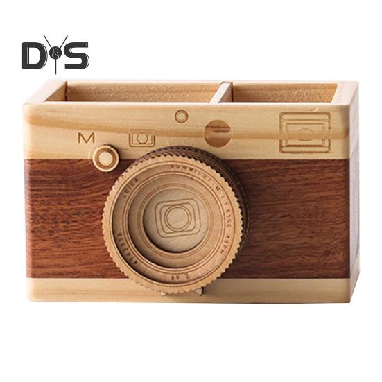 

Держатель для ручек в форме камеры Органайзер для ручек Настольный декор Деревянная подставка для ручек Ручки Кисти Очки Многофункциональный держатель B