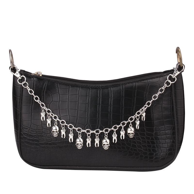 Gothic Punk Detachable Bag Chain Set With Multiple Cool Charm Designs For Handbag Decor Y2K Alt Style Daily Wear