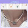 New Arrival Vivienne Pearl Saturn Kitty Necklace Blue Diamond Inlay Sweet And Cool Style