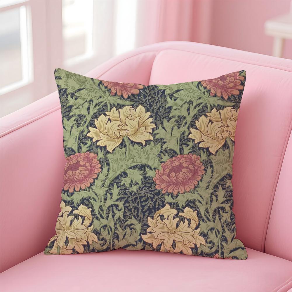 Art WWilliam Morris Cushion Cover Pillow Case Soft Skin Friendly Fabric Comfort  Concealed Zipper