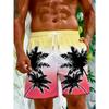 3D Printed Coconut Trees Umbrella Short Pants For Men Colorful Stripes Beach Shorts Summer Hawaiian Board Shorts Swim Trunks