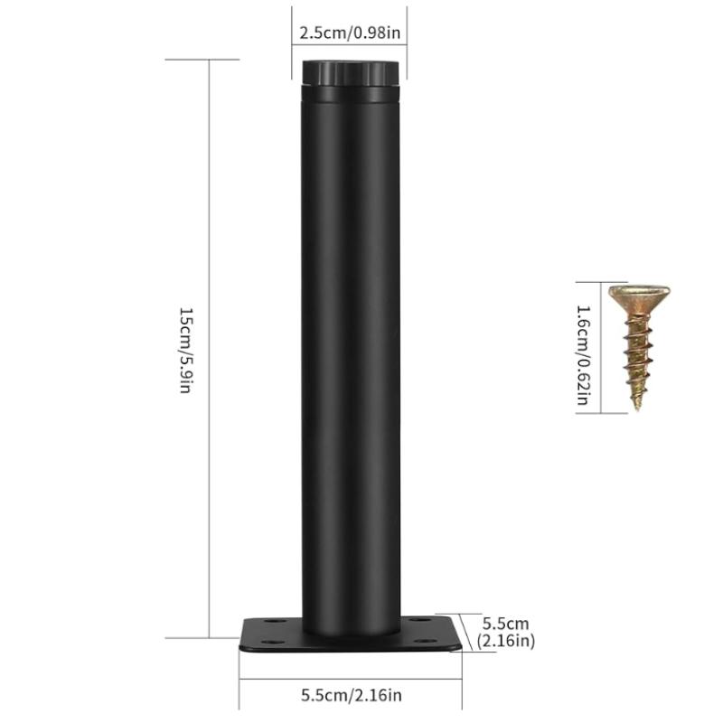 4 Pcs Furniture Legs, Metal Cabinet Legs, 6 Inches/15 Cm Adjustable Furniture Support Feet for Kitchen Shelves Sofa Table Chair Desk Cupboard Furnitur