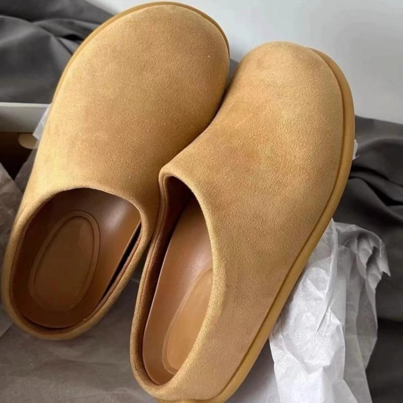 Retro bag head half slippers women's autumn new outer wear four seasons platform shoes bread half support single shoes