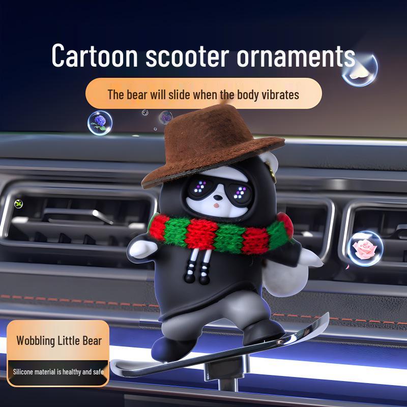Cross-Border Skateboard Bear Ornament: Creative Floating Bear for Car Interiors