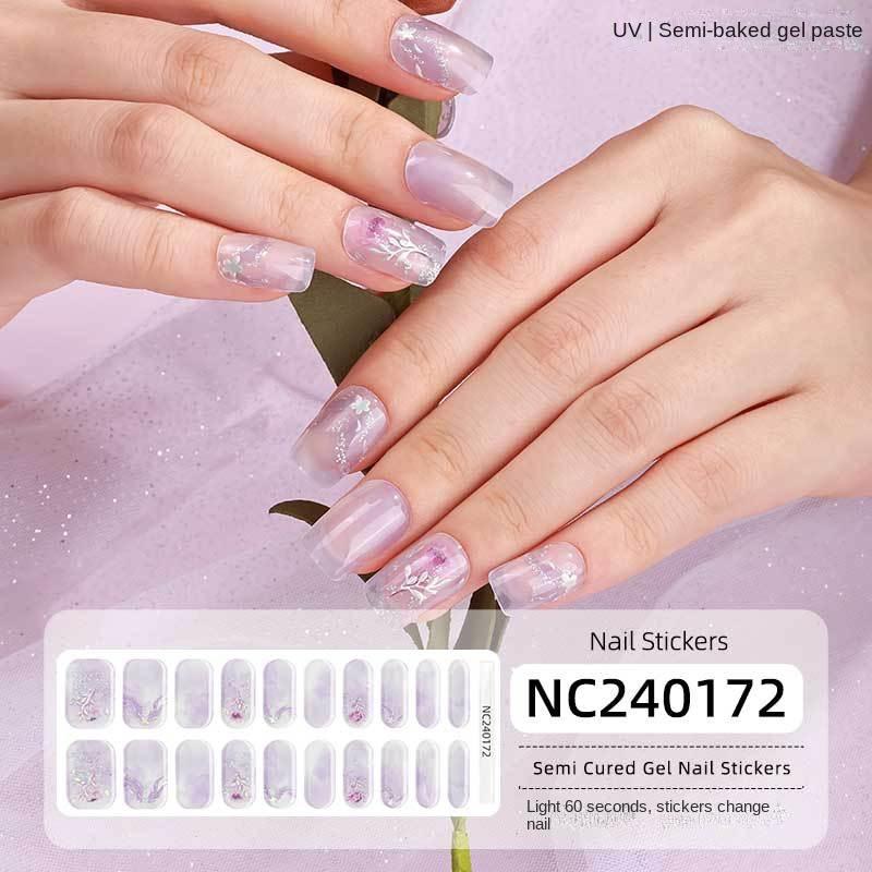 New Hot Stamping Laser Gel Nail Stickers French Nail Polish Glue Semi-cured Gel Nail Stickers