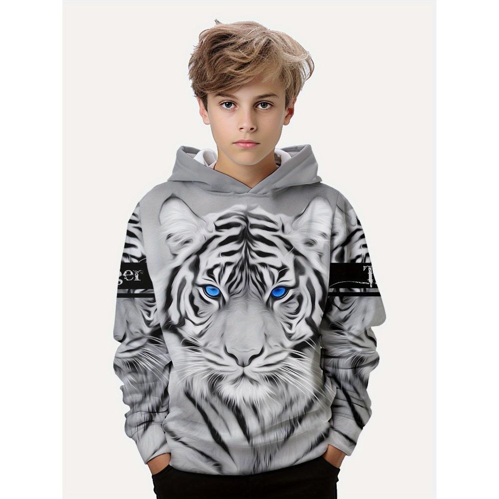 Kids Clothes Boys Hoodies Long Sleeve 3D Tigers Print Children Spring Fall Clothes Casual Outdoor Stylish Boy Girl Clothes Tops