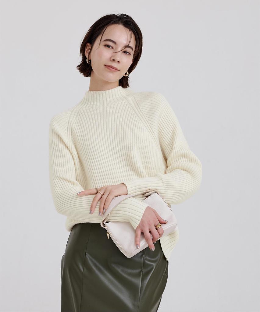 Yours Wool Blend High Neck Knit BCXN1568 Medium Green Women's