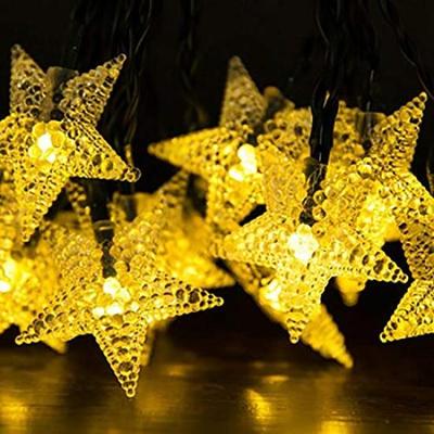 LED String Lights, Solar Rechargeable, Star Design, Built-in Light Sensor, Waterproof, Garden Lights, Christmas, 30 LEDs, 6m, Outdoor Waterproof,