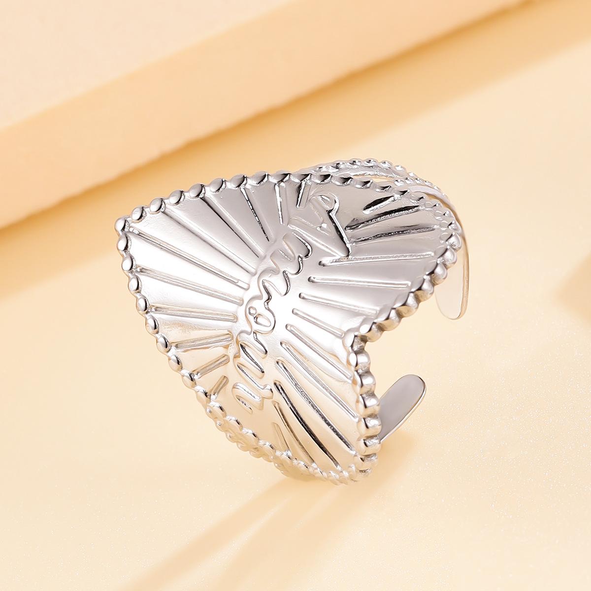 Versatile Stainless Steel Heart Letter Adjustable Ring for Women