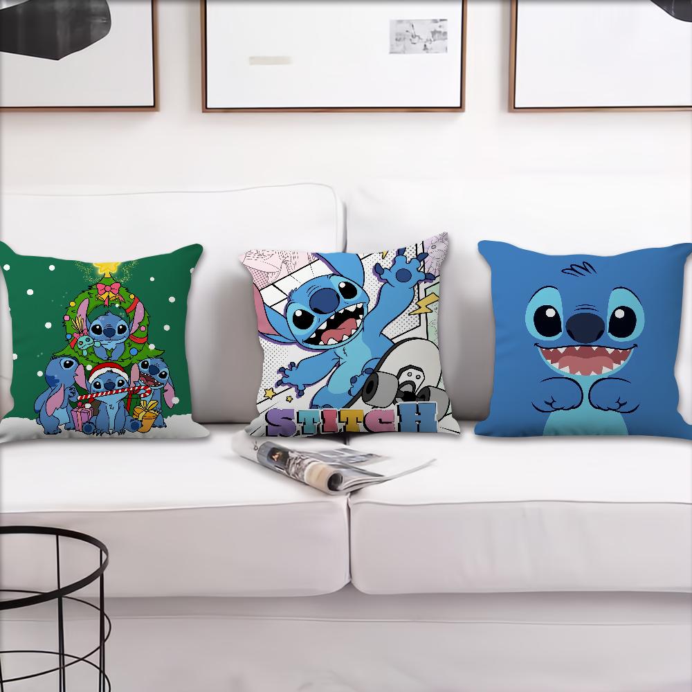 MINISO Cartoon S-Stitch Cute Cushion Cover Living Room Headboard Bedroom Office Cushion Cushion Sofa Nap Time Pillow Case