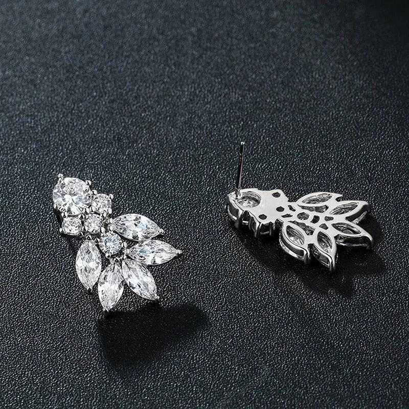 Luxury Geometric Stud Earrings for Women Full Crystal CZ Exquisite Bridal Wedding Accessories Fancy Gift Fashion Jewelry