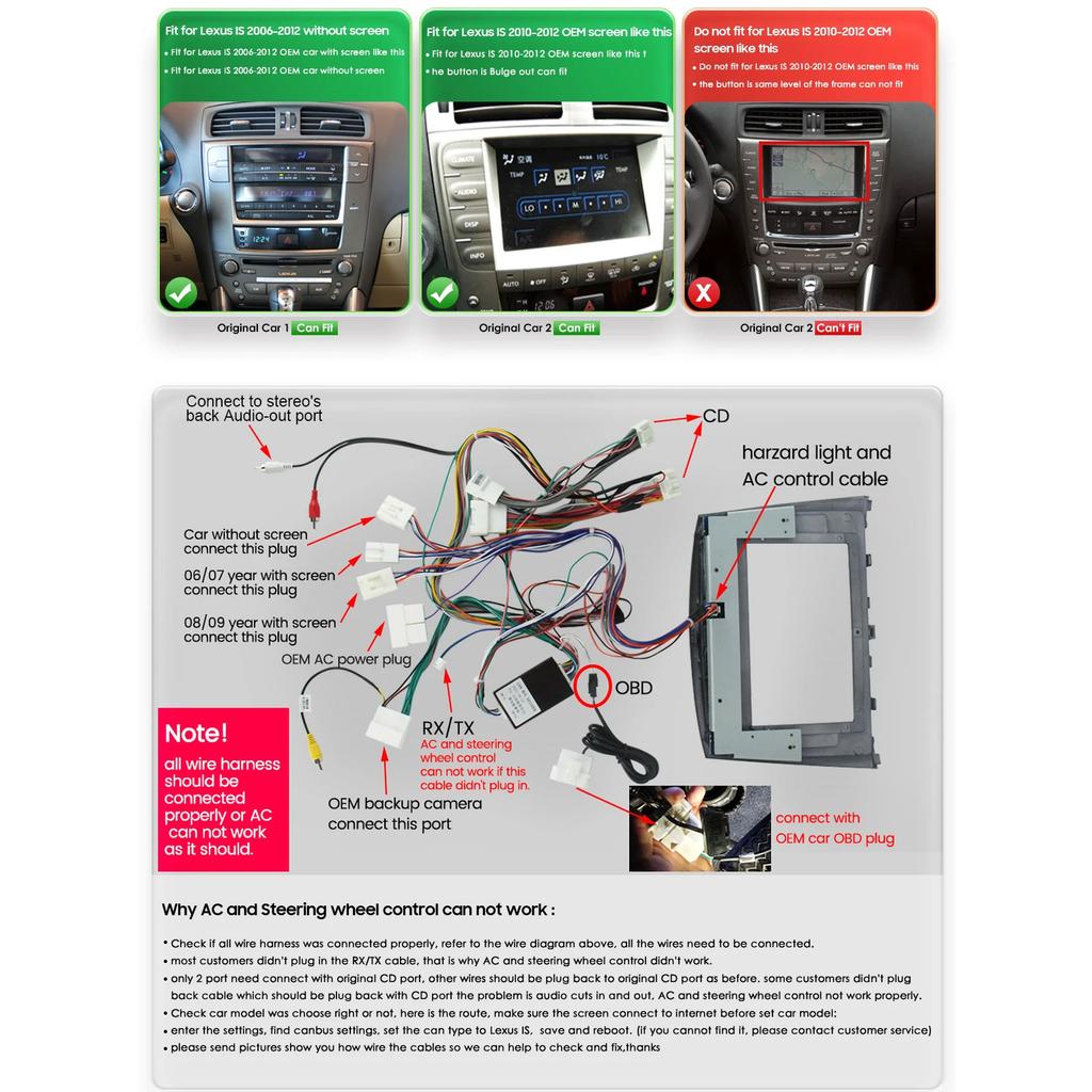 Hizpo 4G Intelligentes Autoradio 2Din Android 14 Autoradio für Lexus IS250 IS300 IS200 IS220 IS350 Multimedia Video Player Navigation GPS Haupteinheit