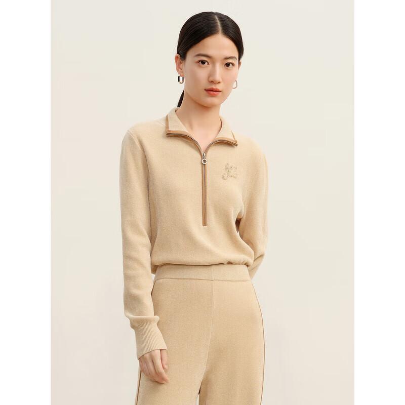 JU ZI ANNA & CO Women's Retro Color Block Chenille Hooded Sweater