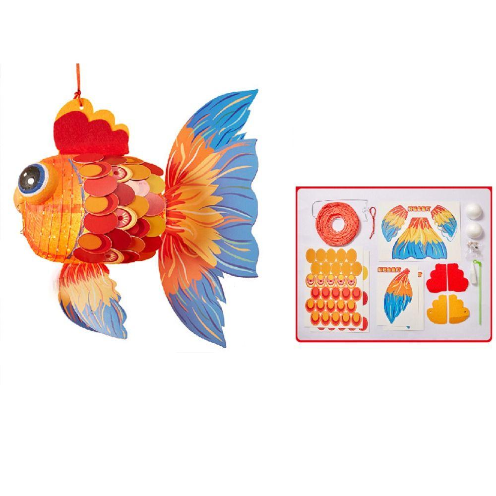 

Handmade DIY Mid-Autumn Lantern With LED Light Koi Carp Fish Lantern Portable Home Decoration A