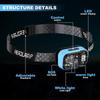 Wave Sensor 2*XTE+LED White+Red Light Smart Headlamp 60° Adjustable Headlight USB Rechargeable Power Display for Camping Hiking Working