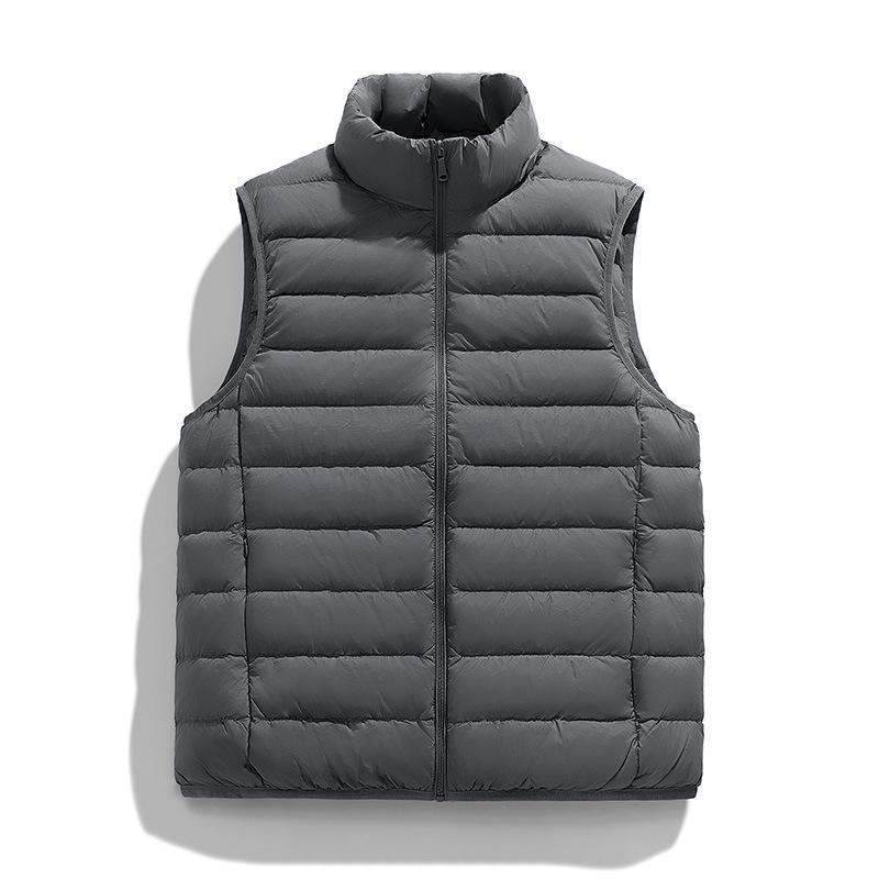 Men's Lightweight Winter Down Vest, 90% Insulated with Stand Collar, Short Fit for Sports, Group Purchase & Custom Printing Available