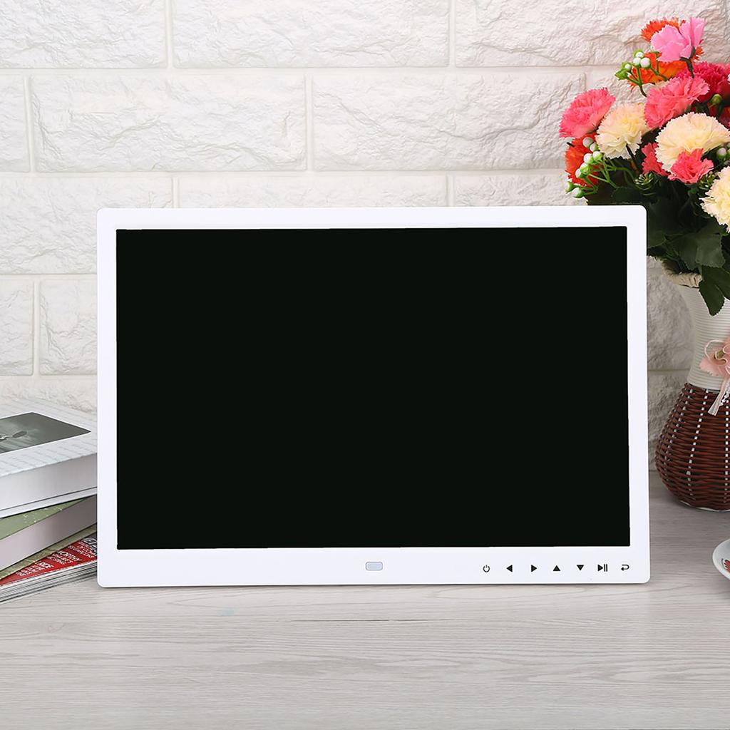 15  HD Screen Touch Button Digital Photo Frame Alarm Clock MP3Celsius4 Movie Player   Black