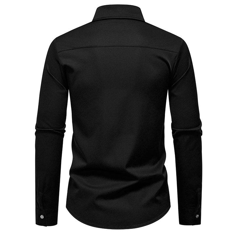 Autumn Fashion Men's Patchwork Long Sleeve Shirt High Quality Vintage Color Block Male Casual Social Wedding Party Business