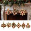 Holiday Gift for Family 6 Pcs Diamond Art Christmas Ornaments, 2D Flat Pearl Painting Timeless Seasonal Decorations Pattern Hanging Decoration
