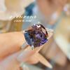 Exquisite Women Jewelry Set Angel Wing Necklace Pendant Princess Cut Simulated Alexandrite Ring