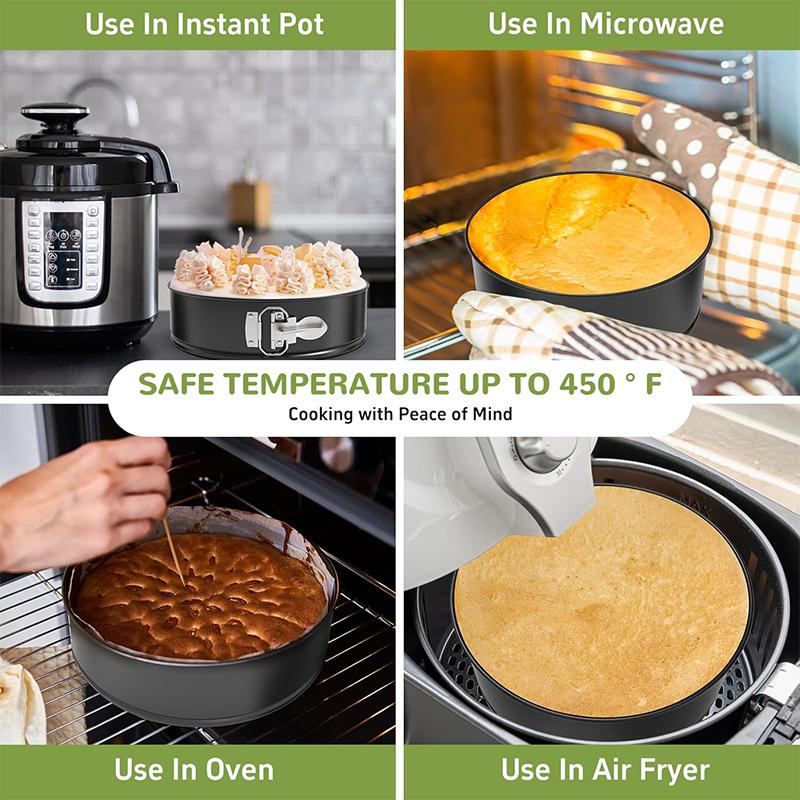 3-delat Springformset Non-stick Springformar med Avtagbar Botten Läckagesäkra Runda Bakformar för Cheesecake 4'' 7'' 9''