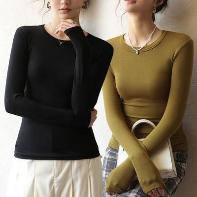 Autumn and Winter Models Modal Round Neck Bottoming Shirt Women Inside Slim Senior Sense of Long-Sleeved Solid Colour T-Shirt Bo