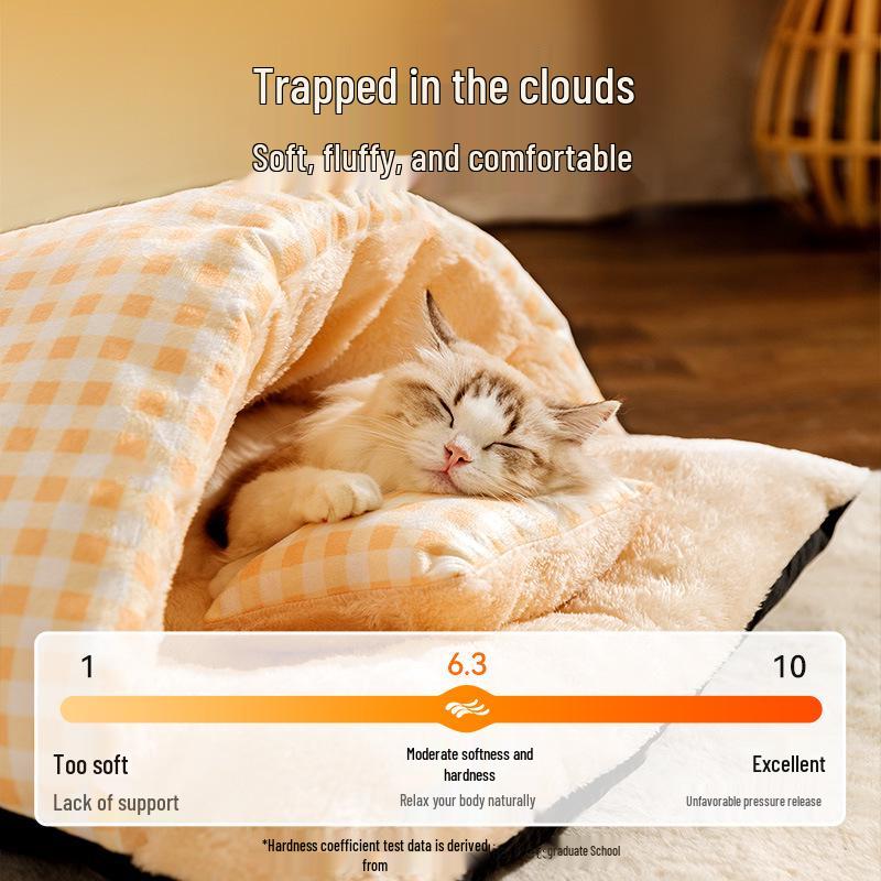 Ζεστό Κρεβάτι για Γάτες & Σκύλους: Χοντρός χαριτωμένος υπνόσακος για φθινόπωρο/χειμώνα, ζεστός, κλειστό στρώμα για κατοικίδιο.